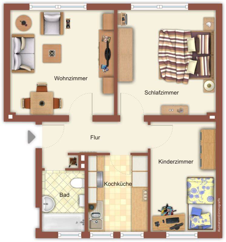 3-Zimmer-Wohnung in Mönchengladbach Hardt, 41169 Mönchengladbach (Hardt Rasseln)