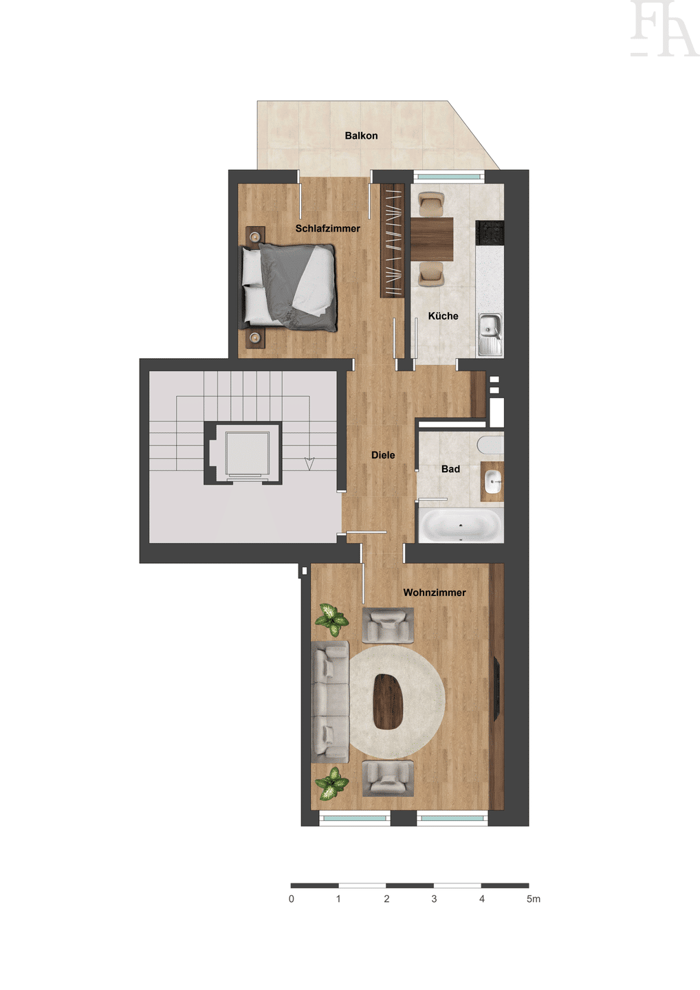 Provisionsfrei – Zentral. Charmant. Pempelfort. 55,88m² 2 Zimmer Küche Bad Balkon 4.OG, 40479 Düsseldorf (Derendorf Pempelfort)