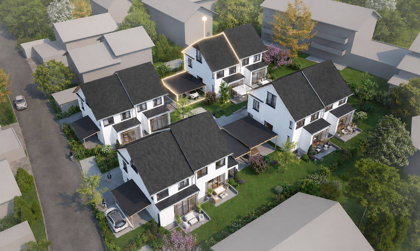 Neubau-Doppelhaushälfte in Alt-Gilching – Architektenhaus mit Garten, Terrasse und Carport, 82205 Gilching
