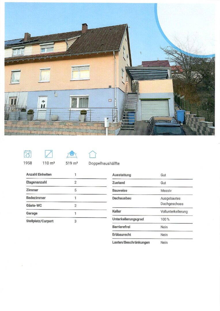 Doppelhaushälfte zu Verkaufen, 73432 Aalen
