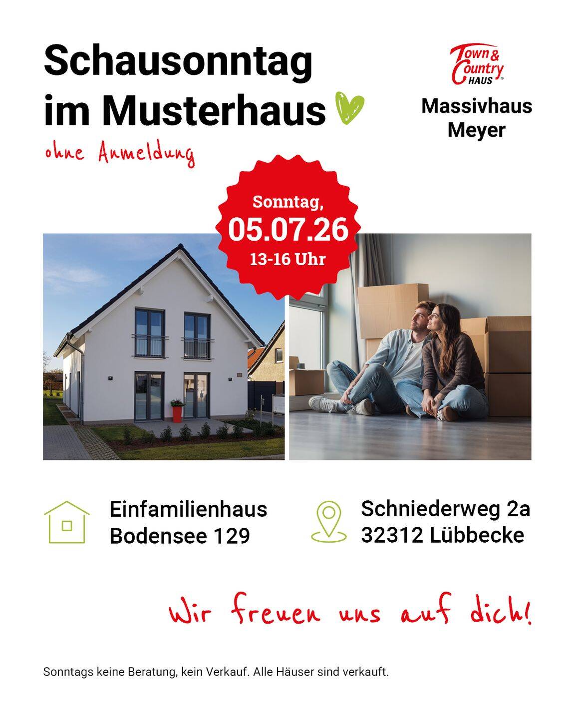 Schausonntag im Musterhaus den 05.07.2026 von 13:00 bis 16:00 Uhr, 32312 Lübbecke