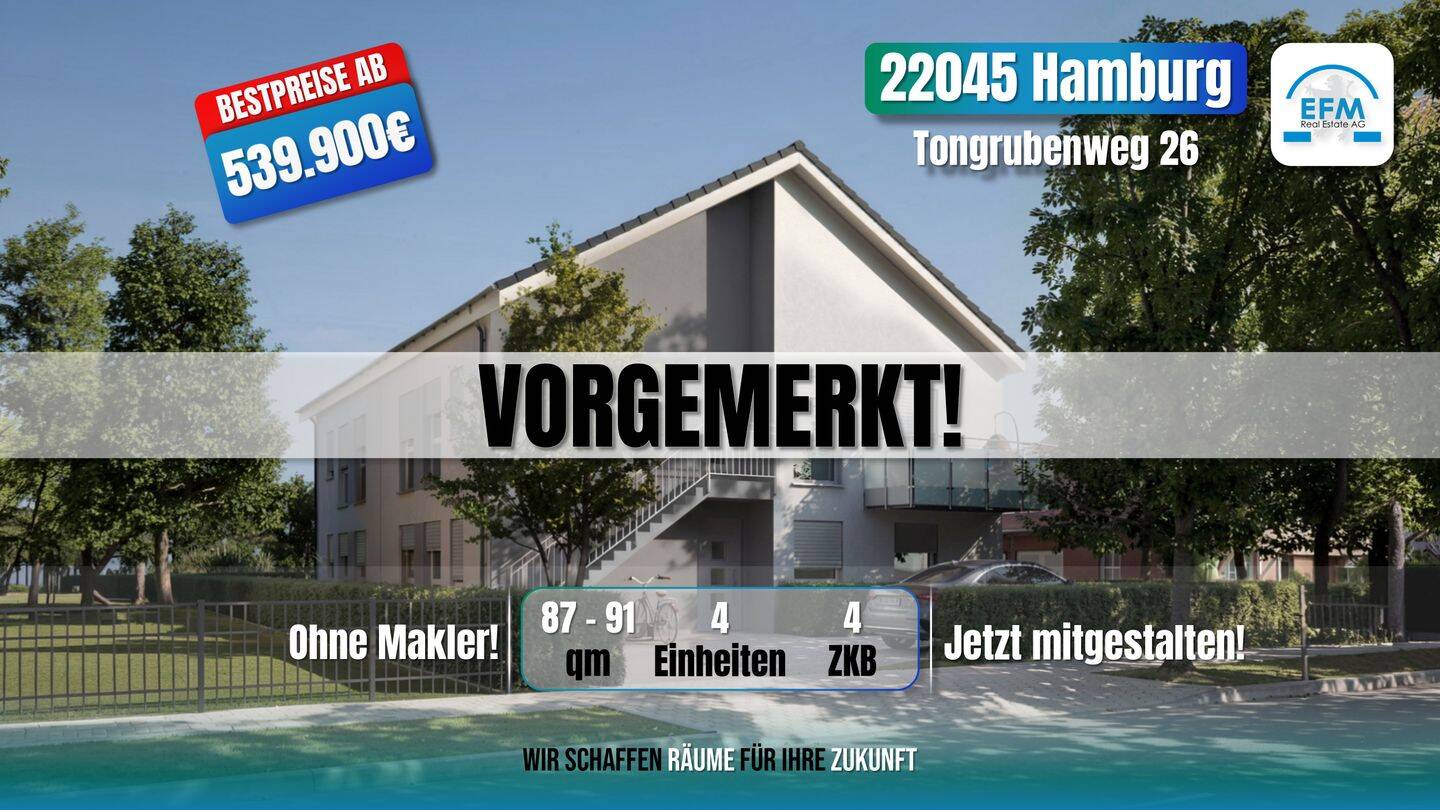 ++BESTPREIS! MIET-/ENERGIESPAREND++ 4 ZKB Neubau mit Garten am Ostender Teich, 22045 Hamburg (Wandsbek Jenfeld Tonndorf)