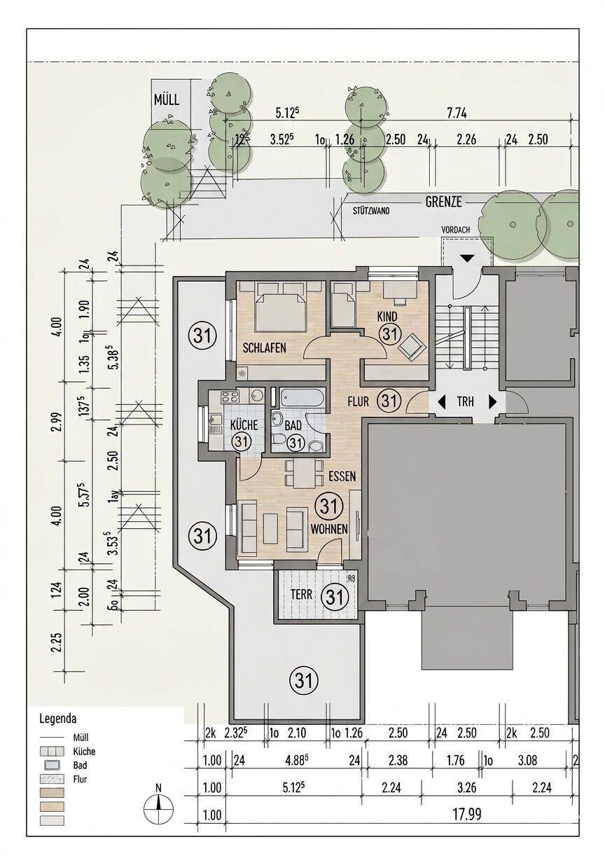 3-Zimmer-Gartenwohnung mit Terrasse, Gartenanteil und 2 Stellplätzen in Unterheinriet, 74199 Untergruppenbach