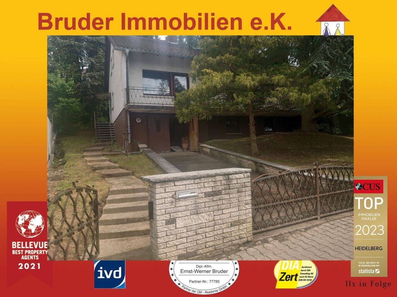 Dielheim: freisthds. EFH Hanglage, OASE der Ruhe mit Baumbestand, sanierungsbed., frei, keine K-Prov, 69234 Dielheim