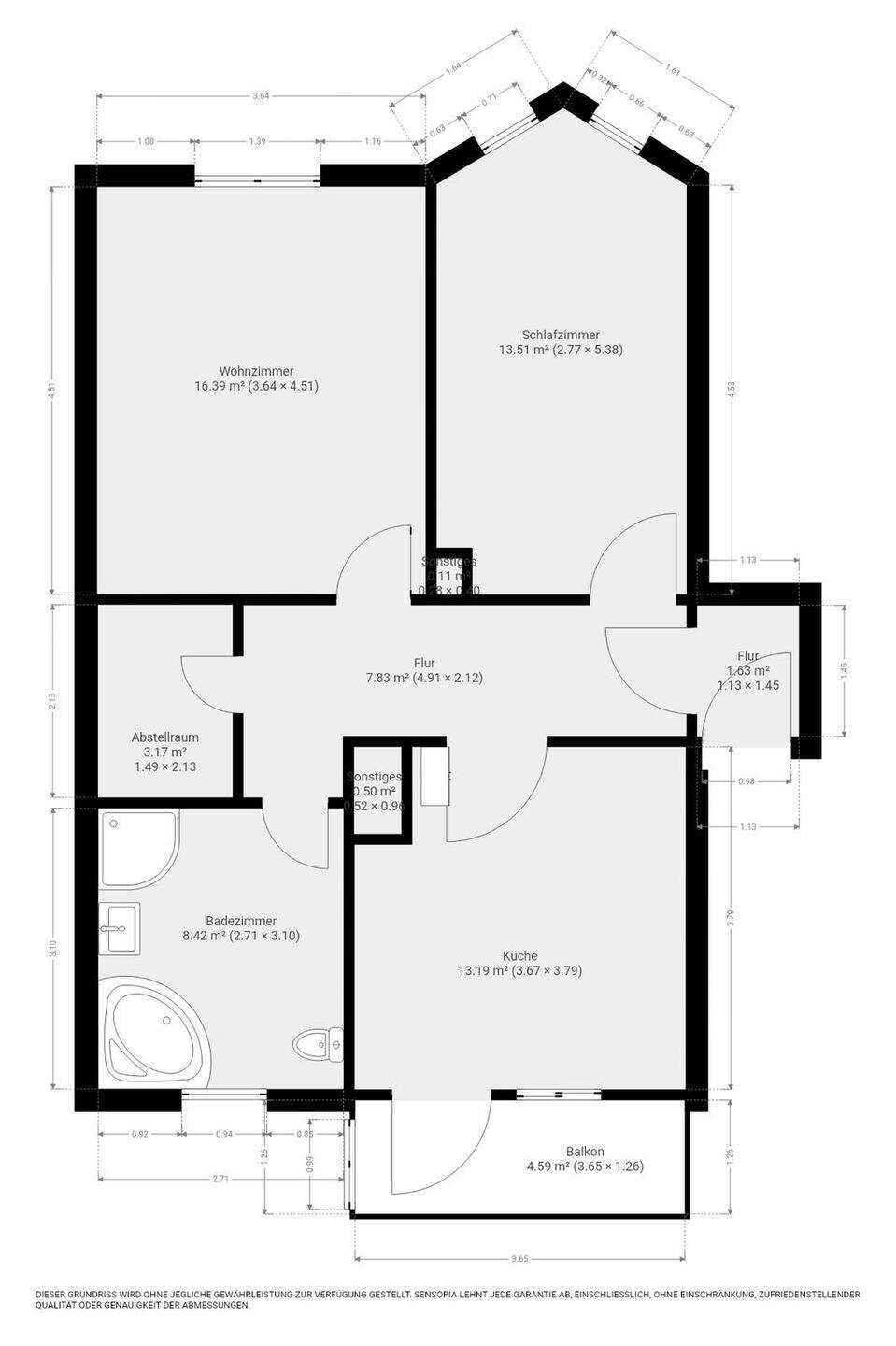 2 ZKB mit Balkon, Dusche und Badewanne, 6712 Zeitz