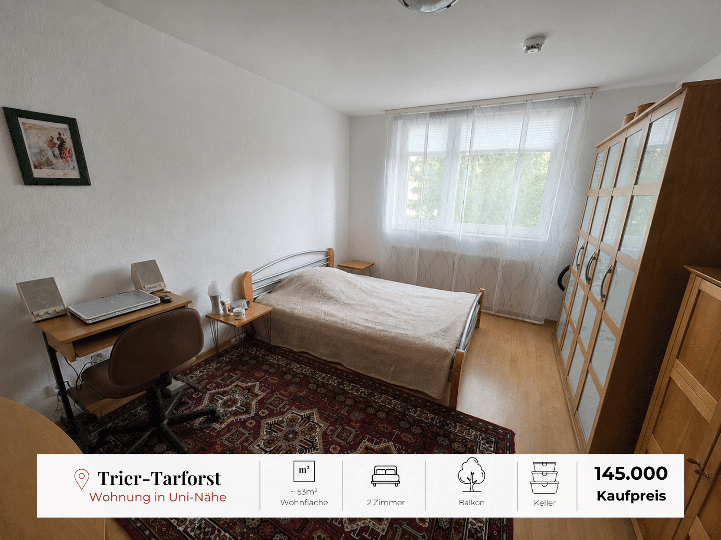 Kaufgelegenheit in Tarforst: Helle 53 m² Wohnung mit Balkon in Uni-Nähe, 54296 Trier