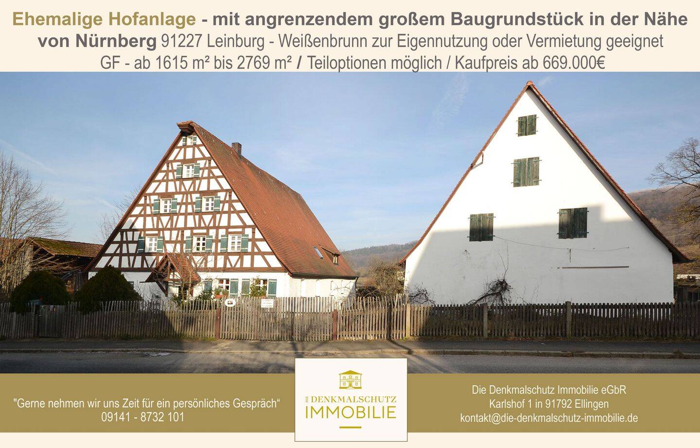 Ehemalige Hofanlage mit angrenzendem großen Baugrundstück in der Nähe von Nürnberg, 91227 Leinburg