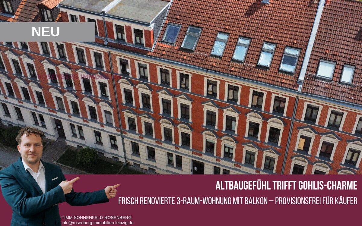 *Provisionsfrei für Käufer + direkt einziehen* Stuck, Stil & Gohlis: 3-Raum-Wohnung mit Balkon, 4155 Leipzig (Gohlis-Mitte Gohlis-Süd)