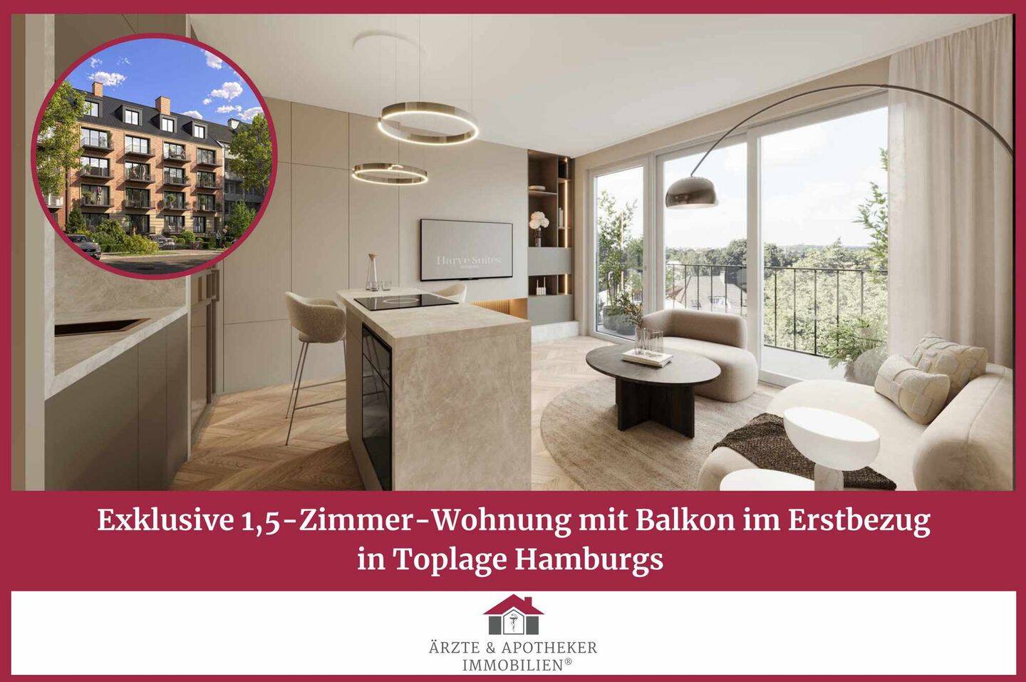 Exklusive 1,5-Zimmer-Wohnung mit Balkon im Erstbezug in Toplage Hamburgs