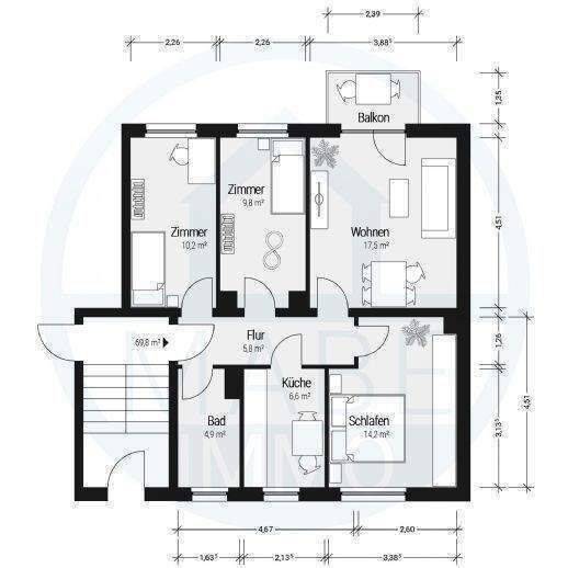 Entspannt wohnen mit Ausblick – 4-Raum-Wohnung mit Balkon, 1594 Stauchitz