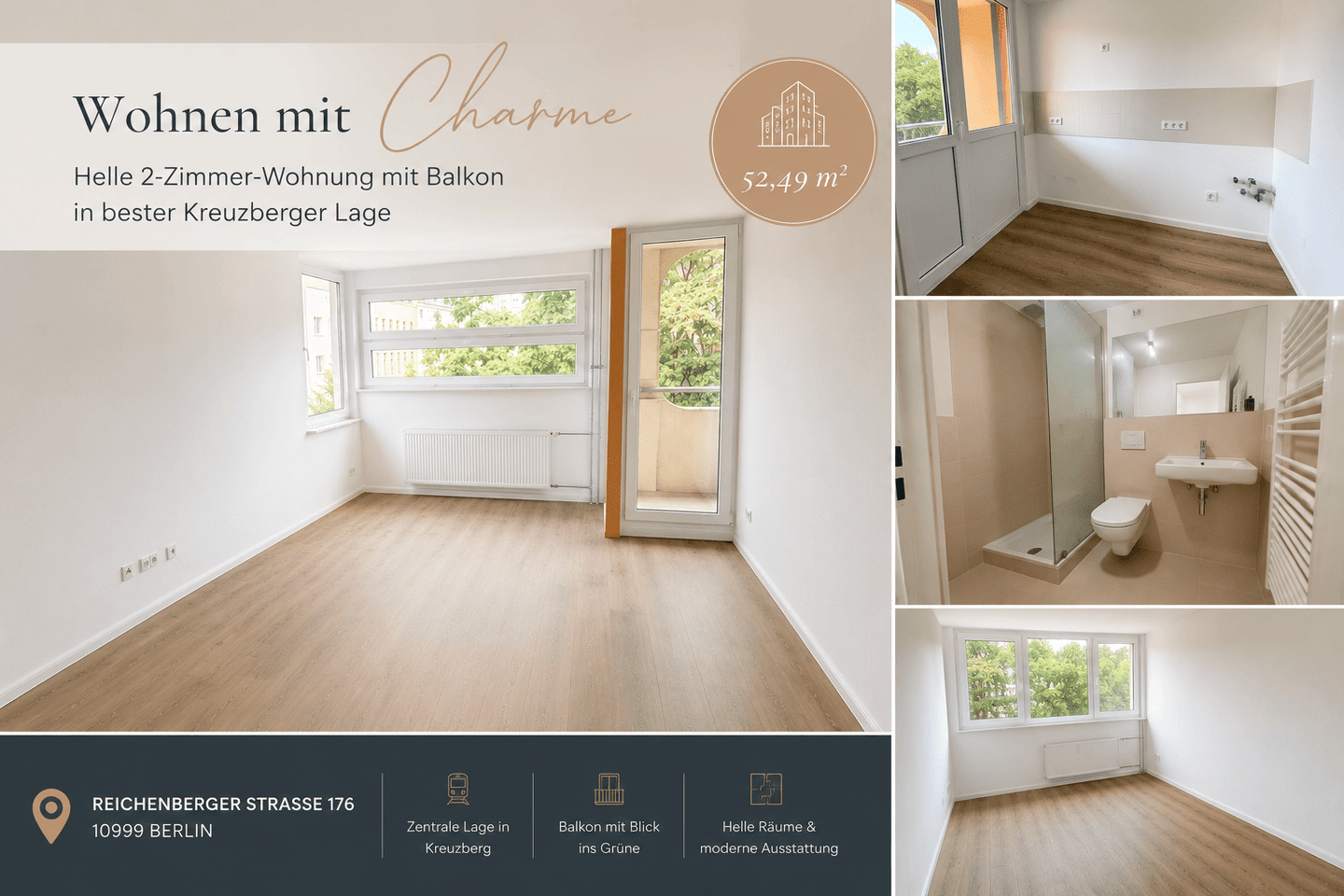 Modern wohnen in Kreuzberg – Frisch sanierte 2-Zimmer-Wohnung mit Balkon!, 10999 Berlin (Friedrichshain-Kreuzberg Kreuzberg)