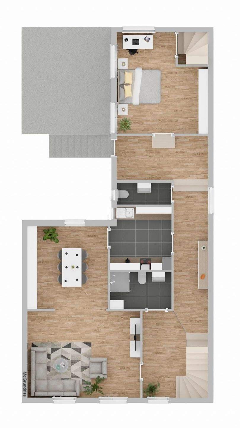 Saniertes Reihenmittelhaus mit 182 m² Wohnfläche 7 Zimmer und Einliegerwohnung, Innenhof, Garage, Stellplatz und PV in Floss zu vermieten, 92685 Floß