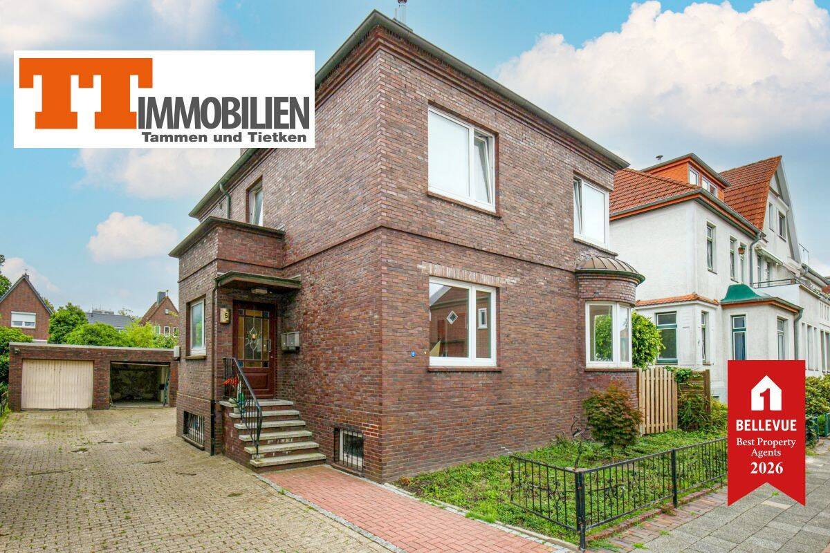 Charmantes Zweifamilienhaus mit Erker, Garten und Garage im beliebten Hansaviertel!, 26382 Wilhelmshaven (Bant Heppens Innenhafen Innenstadt Siebethsburg)