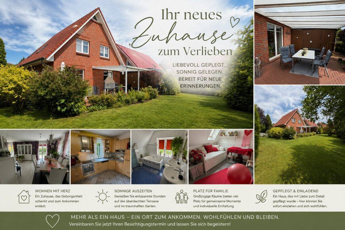 Zeitlose Wohnqualität mit 4 Zimmern, EBK, Carport und wunderschönem Garten in Bad Zwischenahn!, 26160 Bad Zwischenahn