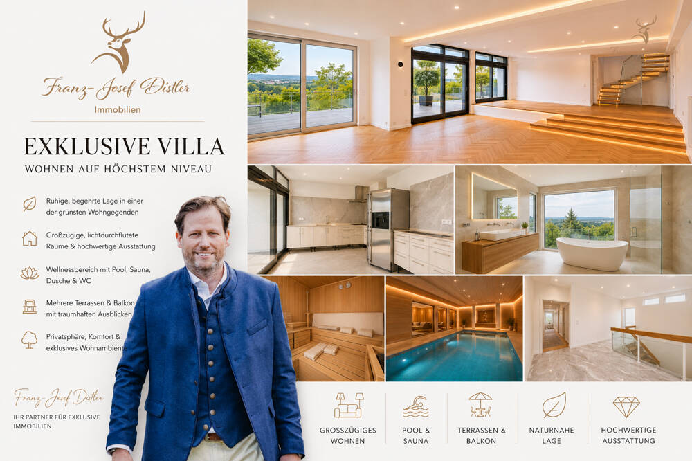XXL Villa über den Dächern Würzburgs mit Mainblick, Pool, Sauna, Weitblick, 97082 Würzburg (Altstadt Heidingsfeld Steinbachtal Zellerau)