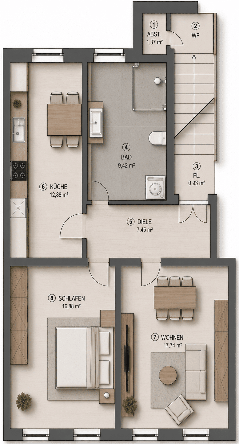 Gemütliche 2-Zimmer-Wohnung, 4129 Leipzig (Eutritzsch)
