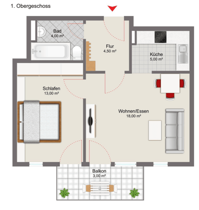 Schön gelegene Zweizimmerwohnung in Unterhaunstadt, 85055 Ingolstadt