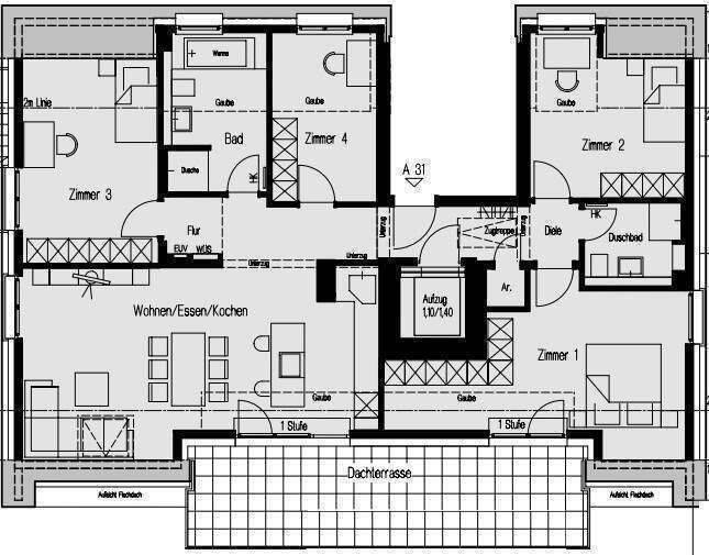 Bezugfertige Neubau 5-Zimmer-Penthouse-Wohnung mit Dachterrasse, 65189 Wiesbaden (Biebrich Wiesbaden)