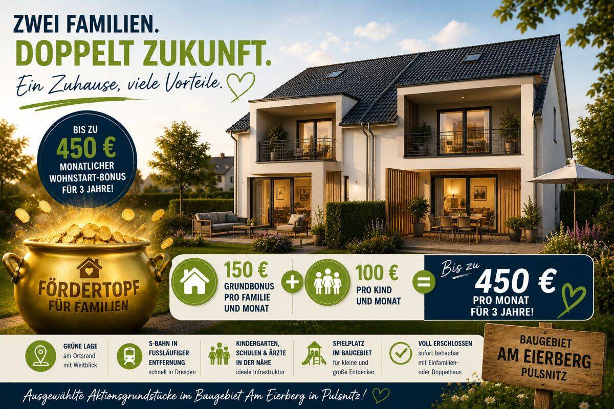 Sonderaktion “Familie”: Bis 450 €/Monat Familienförderung durch den Investor, 1896 Pulsnitz