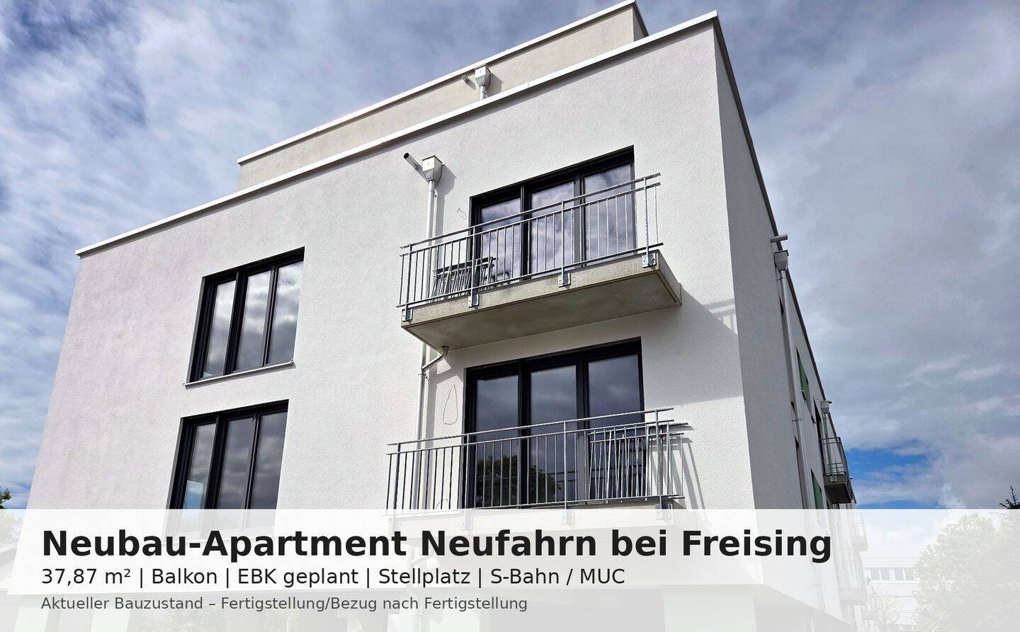 Premium 1-Zimmer-Studio (Neubau, teilmöbliert): Exklusiver L-Schnitt mit Balkon & Stellplatz, 85375 Neufahrn b. Freising