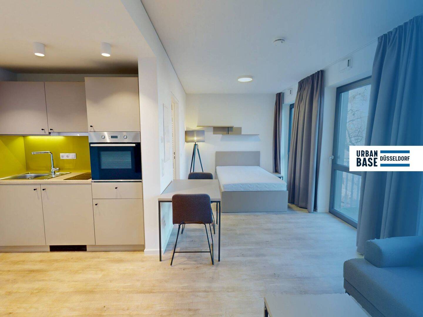 URBAN BASE: Vollmöbliertes 1-Zimmer-Large-Apartment mit EBK, BALKON, ALL-IN-MIETE, UVM. am Rheinufer, 40225 Düsseldorf (Bilk Flehe Oberbilk Wersten)