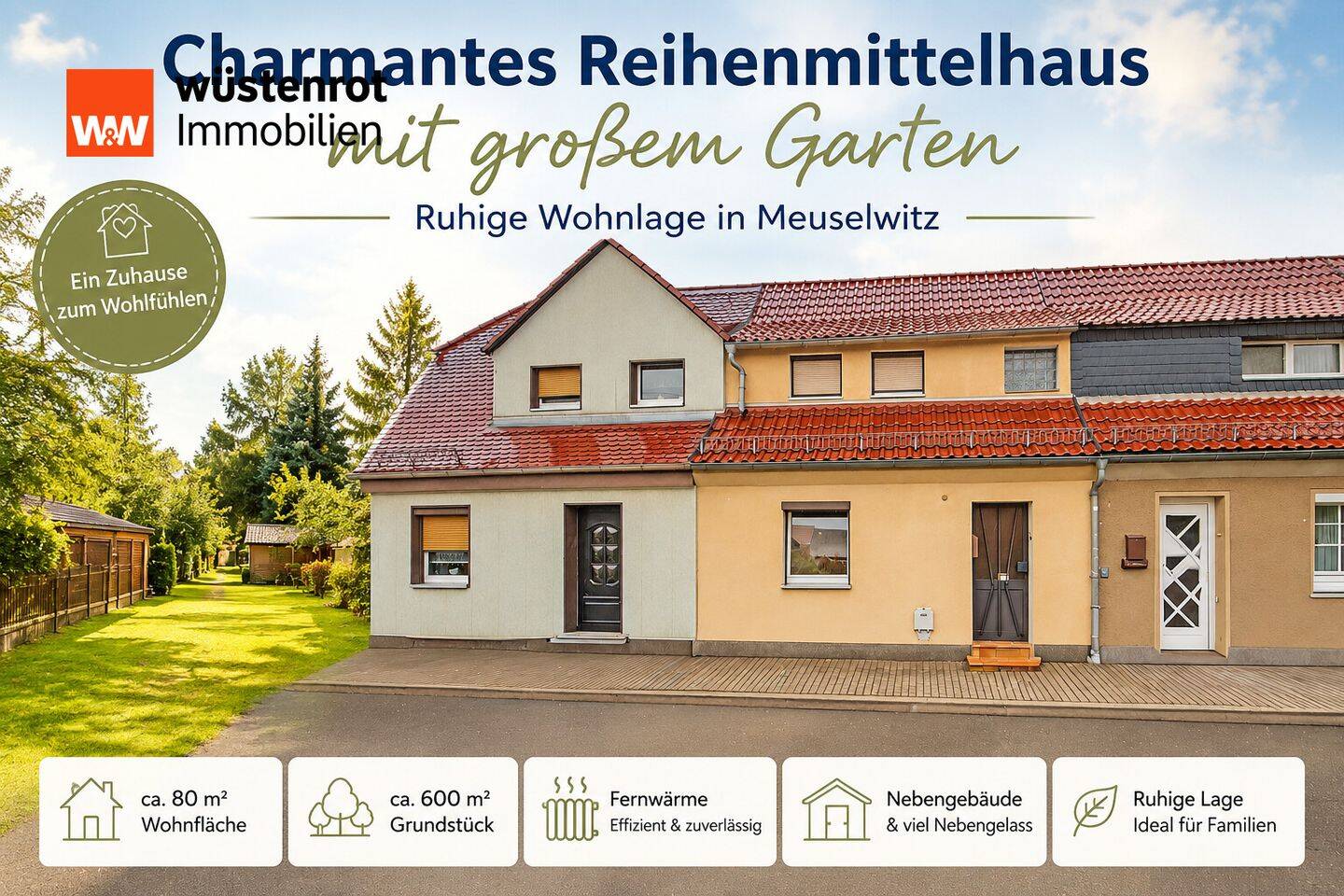 Gemütliches Eigenheim mit 600 m² Grundstück, Gartenidylle & Fernwärme, 4610 Meuselwitz