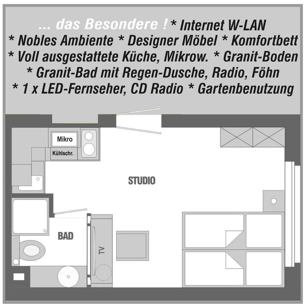 Kompakt, möbliert, voll ausgestattet; 1 Zi-Apartment, Küchenzeile, Du/WC, gehobener Standard, 55122 Mainz (Gonsenheim Hartenberg/Münchfeld Neustadt)