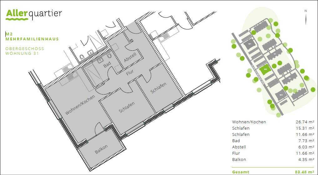 Lichtdurchflutete 3-Zimmer Wohnung mit (großem) Balkon, 27283 Verden (Aller)