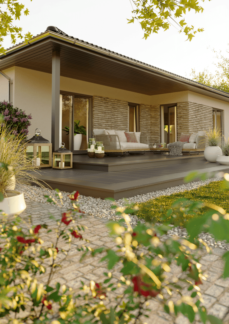 Wohnen auf einer Ebene, eleganter Bungalow mit überdachten Terrassenbereich, 99869 Schwabhausen