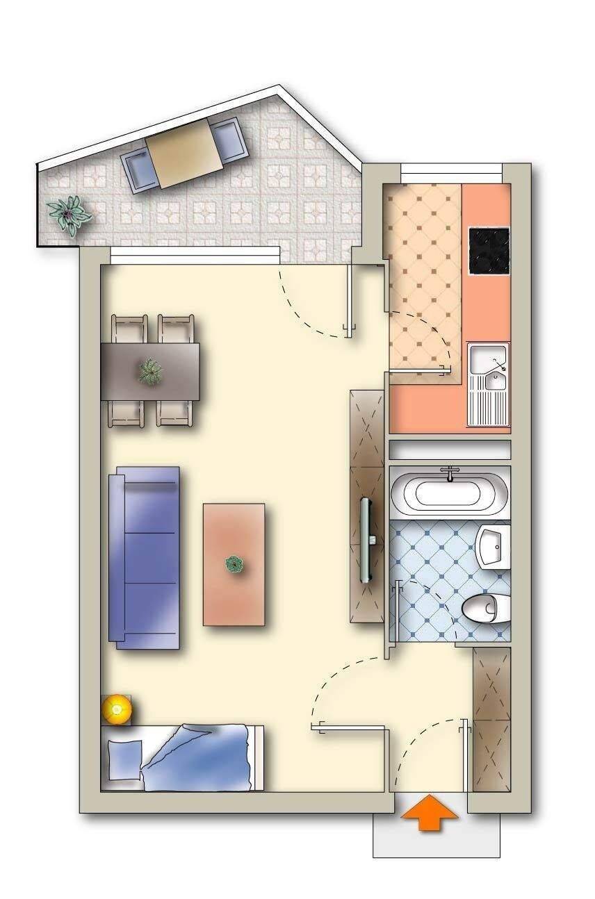 Bezugsfreie 1,5 Zimmer-Wohnung mit Balkon in Konstanz Fürstenberg – 78467 Konstanz – Bild 1 von 3