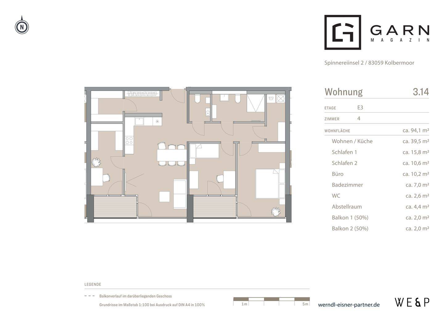 4-Zimmer-Neubauwohnung mit ca. 94 m², Südausrichtung und Bergblick über Kolbermoor, 83059 Kolbermoor