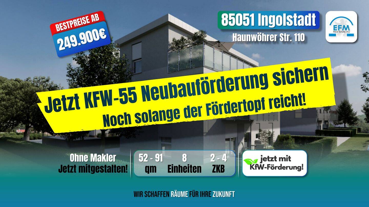 ++PENTHOUSE++ ZINS-/MIET-/ENERGIESPAREND 2 ZKB mit KfW 100.000€-Darlehen, 85051 Ingolstadt