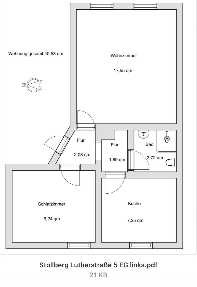 Sanierte 2-Zimmerwohnung im Stollberger Stadtzentrum, 9366 Stollberg/Erzgeb.