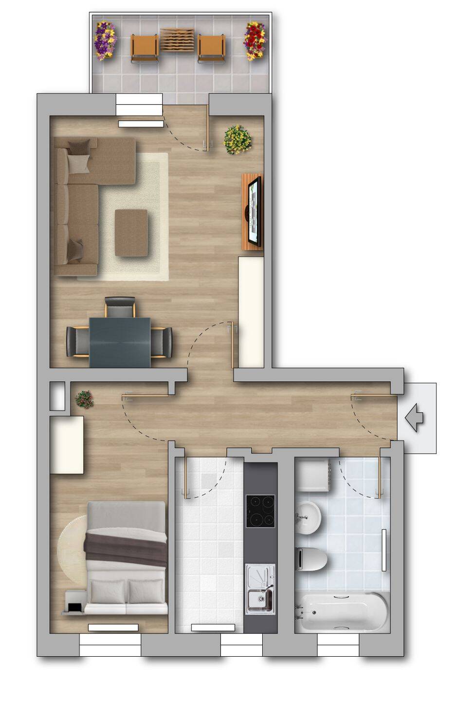 Gemütliche und moderne Zweiraumwohnung- alles neu!, 6217 Merseburg