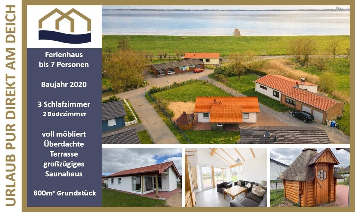 *Näher kommen Sie nicht an die Nordsee* Junges Ferienhaus aus 2020 mit Vollausstattung direkt am Deich, 26969 Butjadingen