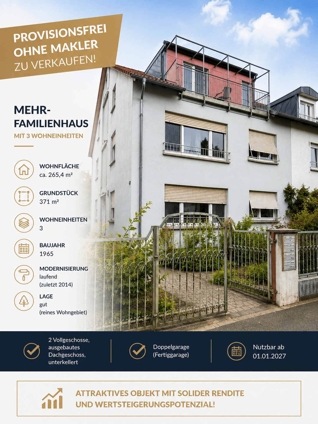 Provisionsfrei: Wohnhaus in gefragter Lage von Frankfurt-Sachsenhausen, 60599 Frankfurt am Main (Oberrad Sachsenhausen)
