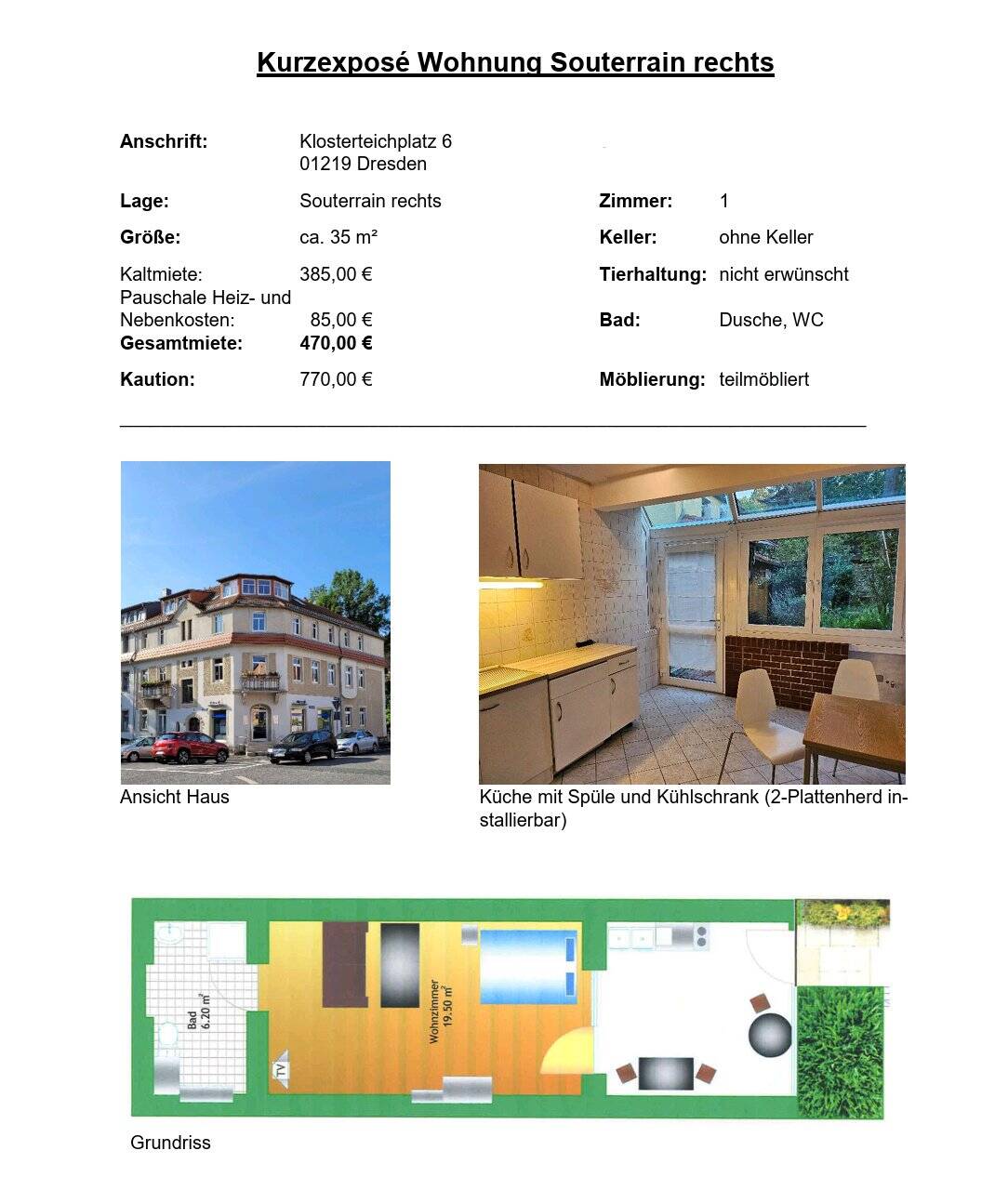 1-Zimmer-Wohnung
NachmieterIn gesucht ab 01.06. – Dresden Leubnitz-Neuostra