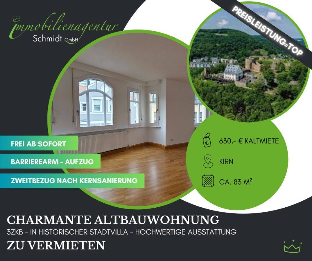 ***Charmante Altbauwohnung, 3ZKB, Aufzug, Kirn!***, 55606 Kirn