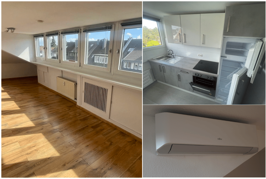 Provisionsfrei* SOFORT FREI! Rhein-nah – 2-Zm Penthouse Oberkassel – renoviert, Klimaanlage Einbauküche 55m², 40549 Düsseldorf (Heerdt Oberkassel)
