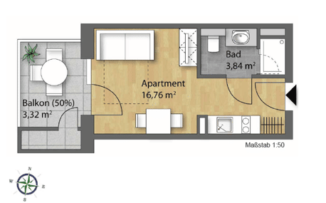 Studentenapartments, 93051 Regensburg (Galgenberg Großprüfening-Dechbetten-Königswiesen Kumpfmühl-Ziegetsdorf-Neuprüll)