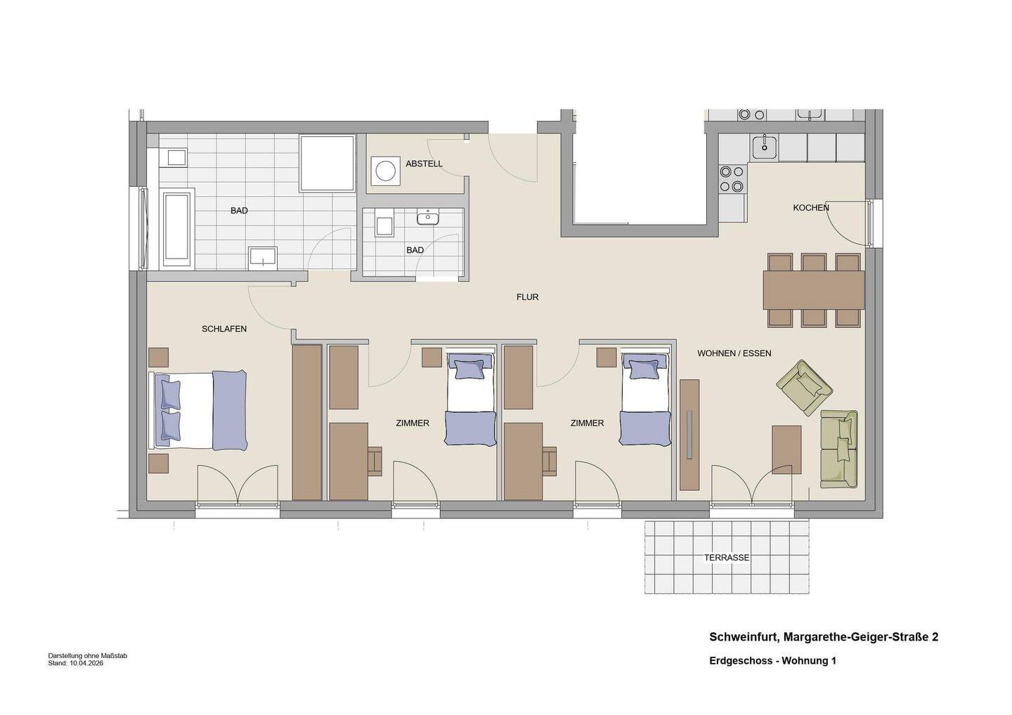 Neubau 4-Zimmer-Erdgeschosswohnung in Schweinfurt/Bellevue, 97424 Schweinfurt