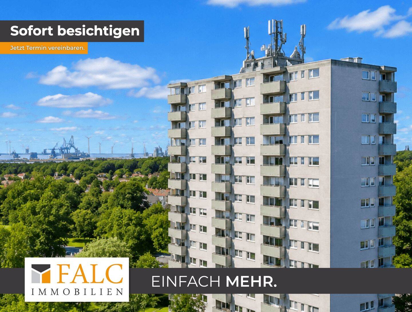 Über den Dächern von Bremerhaven – 3 Zimmer mit traumhaftem Ausblick, 27580 Bremerhaven (Lehe Speckenbüttel Weddewarden Überseehafen)