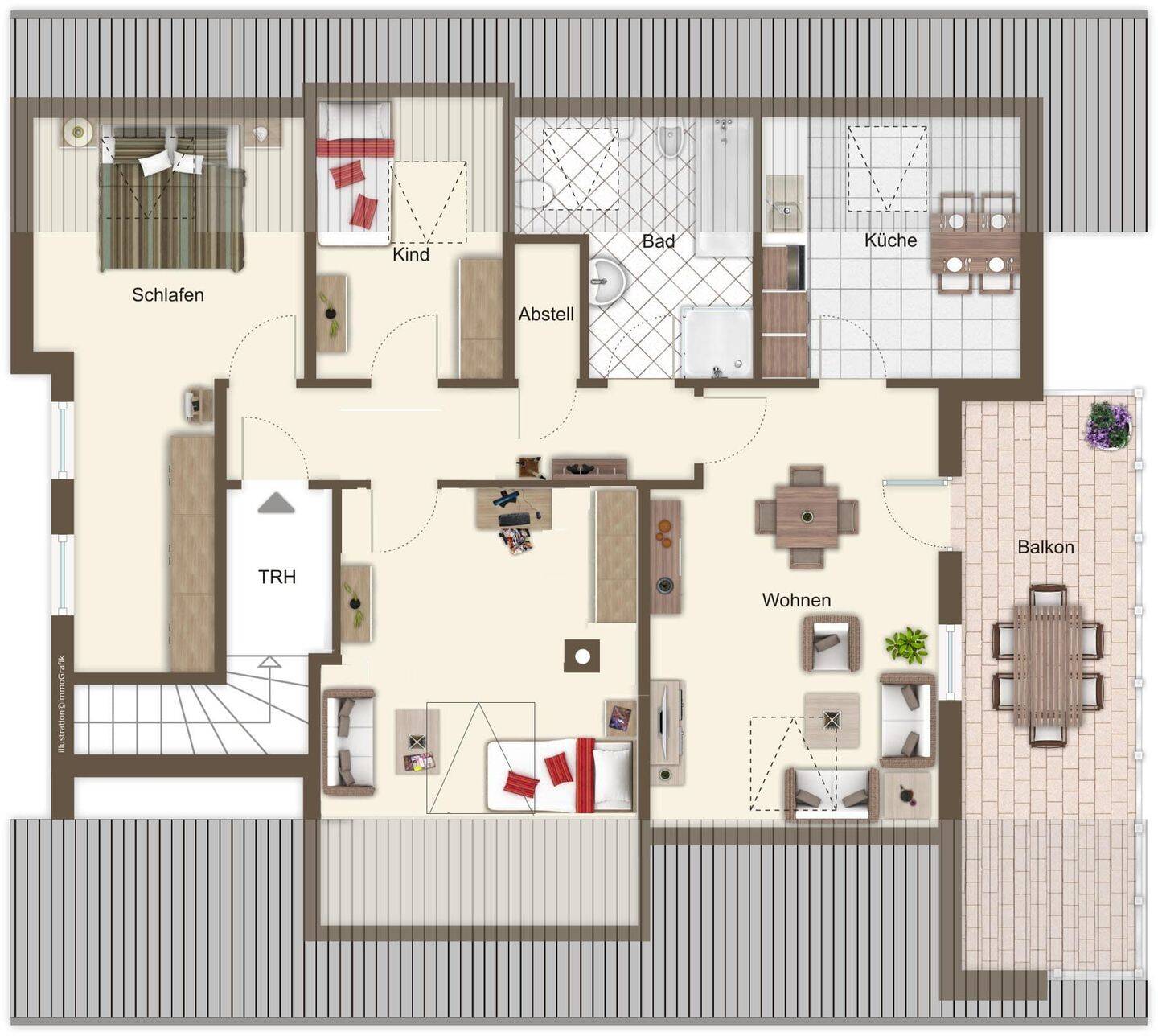 Behagliche 3,5-Zi.-Dachgeschoss-Wohnung mit großem Balkon in Metten zu verkaufen., 94526 Metten