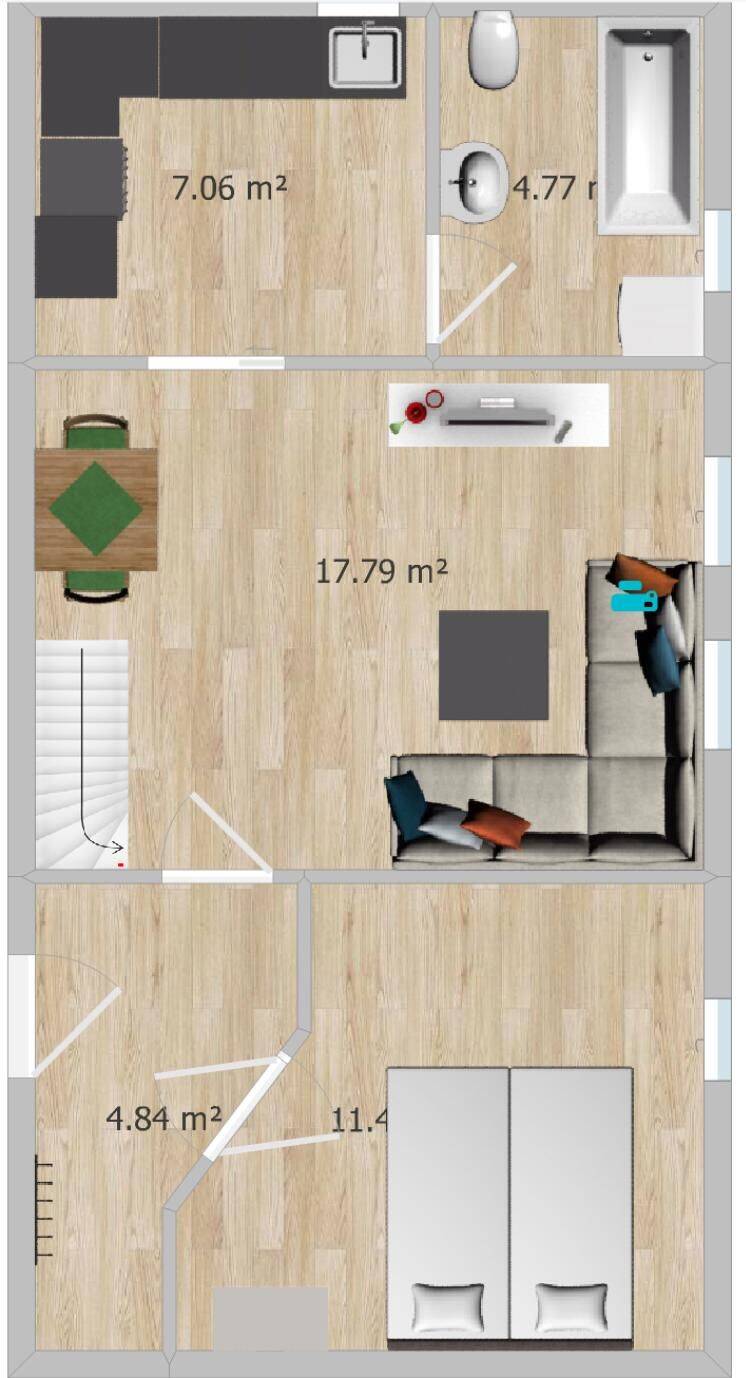 Gemütliche zweieinhalb-Raum-Maisonette (DG) mit Nobilia Einbauküche, 7937 Zeulenroda-Triebes
