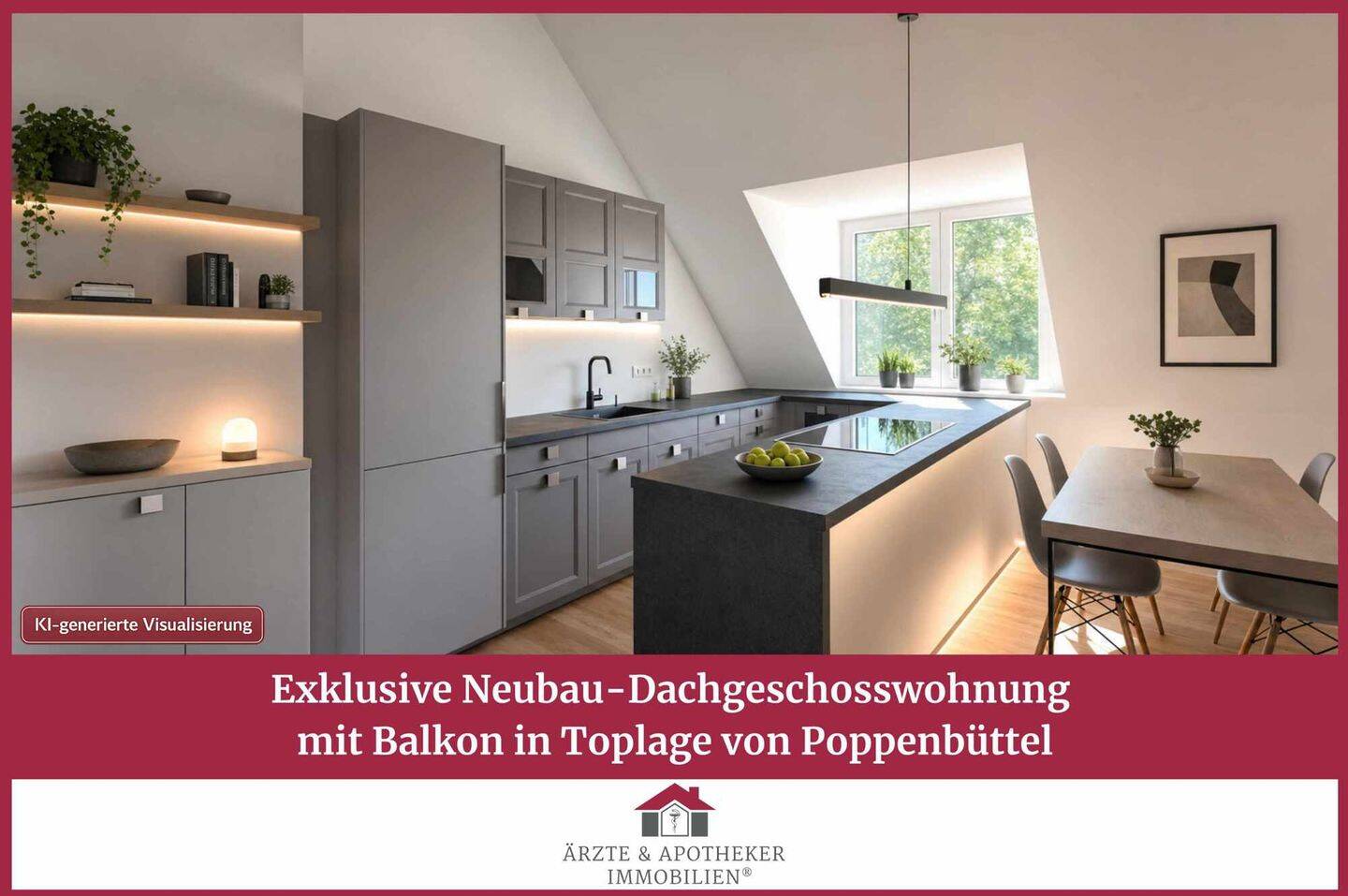 Exklusive Neubau-Dachgeschosswohnung mit Balkon in Toplage von Poppenbüttel, 22399 Hamburg (Wandsbek Hummelsbüttel Lemsahl-Mellingstedt Poppenbüttel)