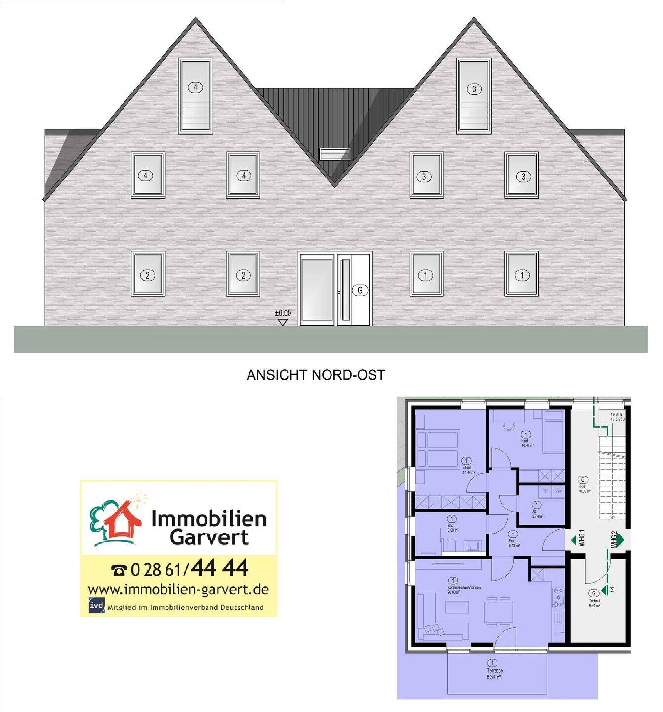 Neubau! Moderne Erdgeschoss-Wohnung mit Terrasse, Garten, im 4-Familienhaus, Borken-Weseke_A2509, 46325 Borken