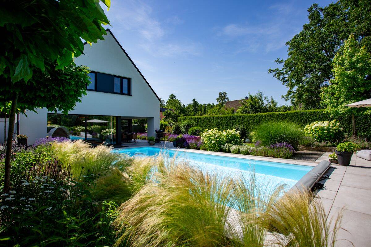Modernes Architektenhaus mit Pool, Fasssauna und Doppelcarport – Wohnen auf Neubauniveau in Hasbergen, 49205 Hasbergen