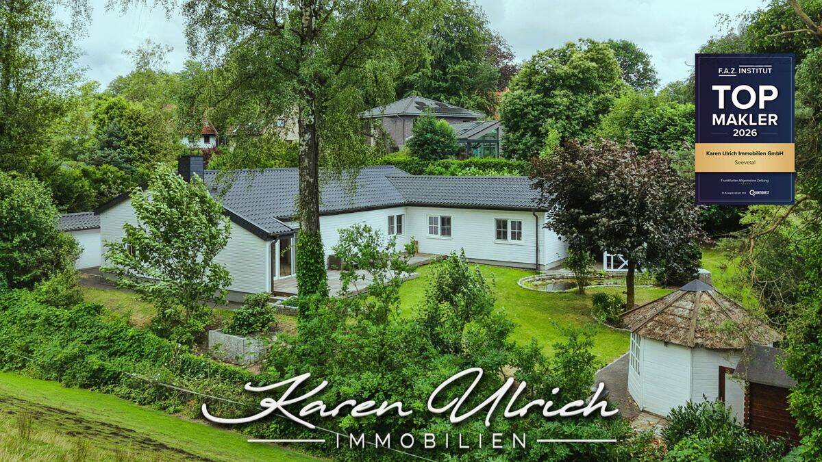 Weite, Ruhe & Design: Moderner Winkelbungalow in Rosengarten mit Kamin, Gartenidylle & Hamburg-Nähe, 21224 Rosengarten