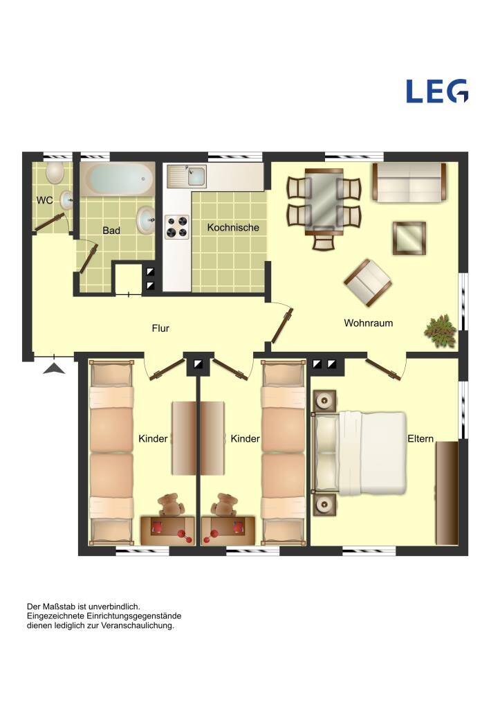 Familienfreundliche 4-Zimmer-Etagenwohnung in Bocholt 63 m² im Erdgeschoss, 46397 Bocholt
