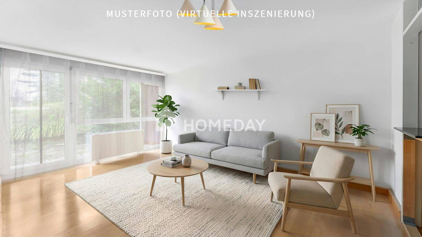 Charmante 2-Zimmer-Erdgeschosswohnung mit Terrasse, Gartenanteil & Tiefgaragenstellplatz, 82008 Unterhaching